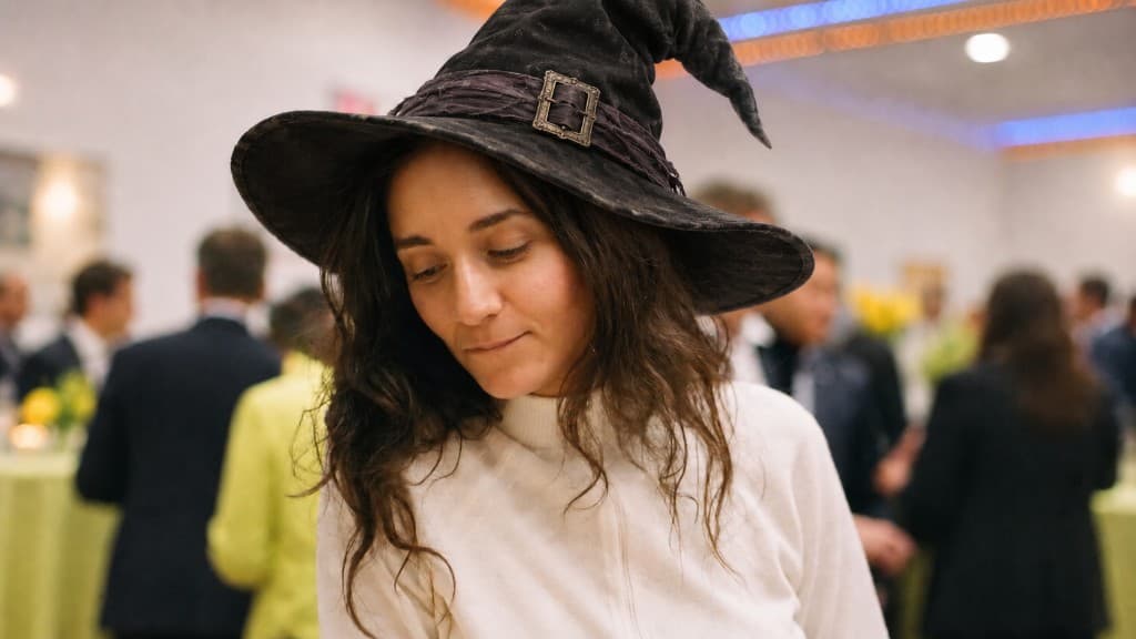 Jenny Krakovsky wearing a witch hat